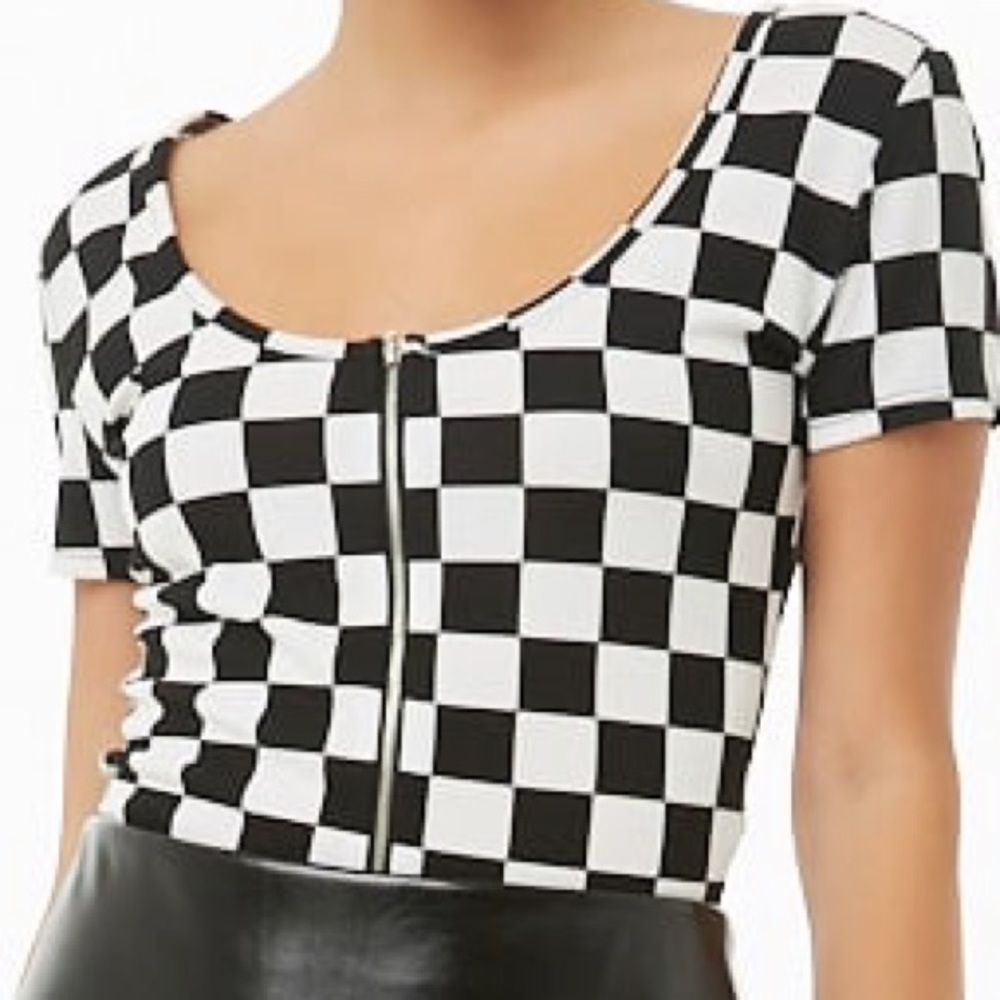 white & black checkerboard shirt
